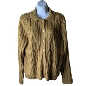 Vintage Karen Scott Cable Knitted Cardigan Sweater Button-Up Women's Size Large